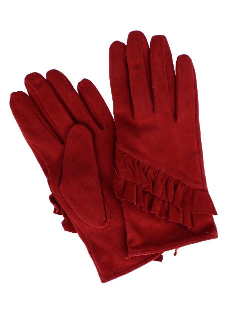 TOSCA BLU Guanto con rouches in pelle suede  Bordeaux - Gants