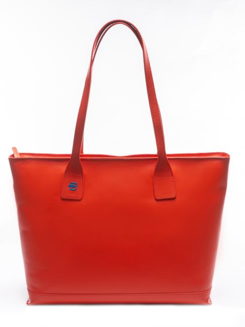 PIQUADRO BLUE SQUARE BLUE SQUARE Out, Sac Shopping en cuir ROUGE - Sacs pour Femme