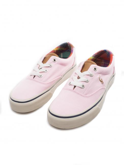 RALPH LAUREN KEATON PONY Basket en toile rose carmel / madras - Chaussures Femme