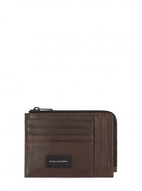 PIQUADRO HARPER  Porte-cartes / porte-monnaie en cuir MORO - Portefeuilles Homme