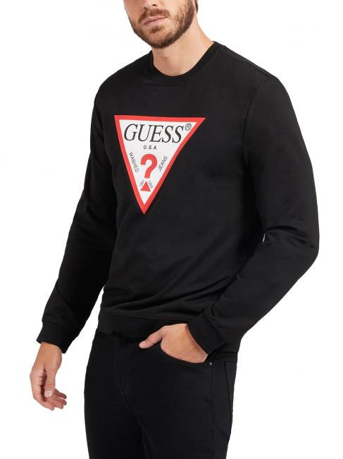 GUESS AUDLEY Sweat logo triangle jetbla - Pulls molletonnés