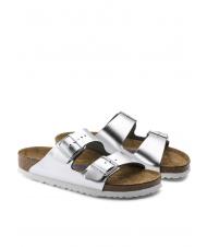 Birkenstock Arizona Sandale Chausson En Cuir Argent M tallique