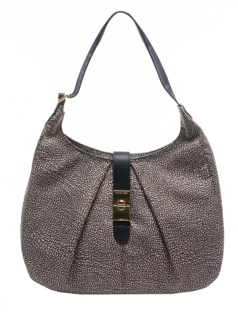 BORBONESE HOBO CORTINA MEDIUM Sac à bandoulière moyen OP / NATUREL / NOIR - Sacs pour Femme