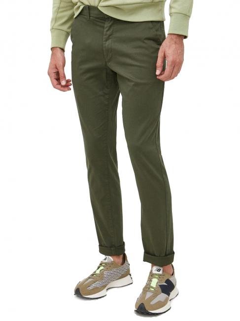 CALVIN KLEIN Sateen chino  Pantalon en coton, coupe slim olive foncé - Pantalon