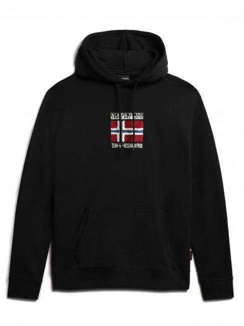 NAPAPIJRI B-VERRES Sweat à capuche en coton avec drapeau et logo noir 041 - Pulls molletonnés