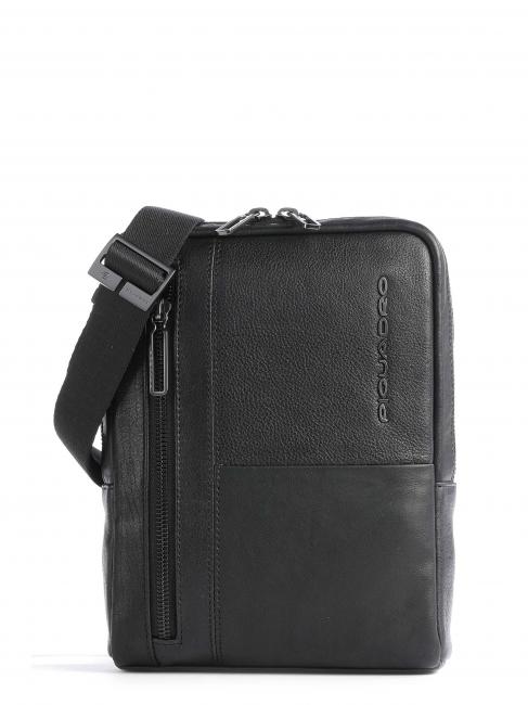 PIQUADRO RONNIE Sac en cuir, support iPad Mini Noir - Sacs en Bandoulières pour Homme