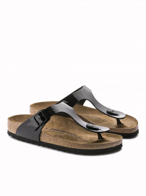 BIRKENSTOCK GIZEH Vernis Birko-Flor noir - Chaussures unisexe