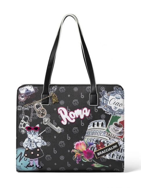 BRACCIALINI CARTOLINE ROMA Sac d'épaule Noir - Sacs pour Femme