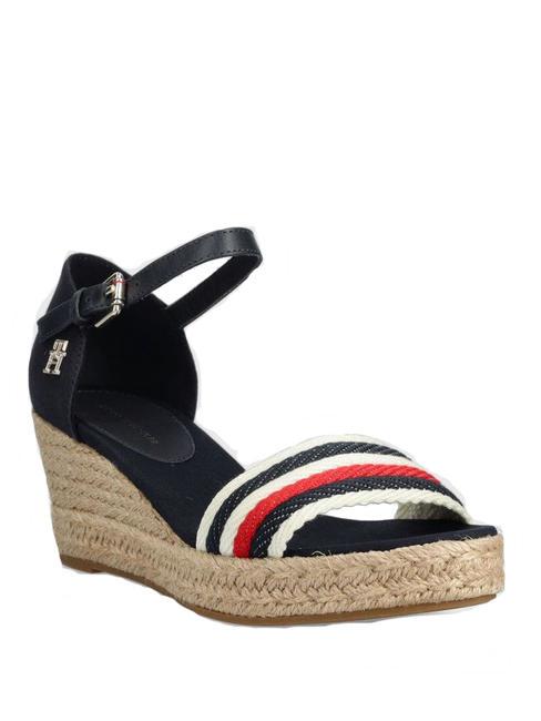 TOMMY HILFIGER MID WEDGE CORPORATE Sandales en coton bleu de l'espace - Chaussures Femme