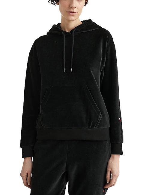 TOMMY HILFIGER HWK VELOUR Sweat domicile avec capuche le noir - Sweat-shirts pour femmes