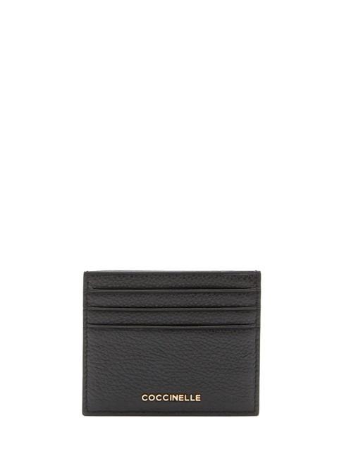 COCCINELLE METALLIC SOFT Porte-cartes plat en cuir Noir - Portefeuilles Femme