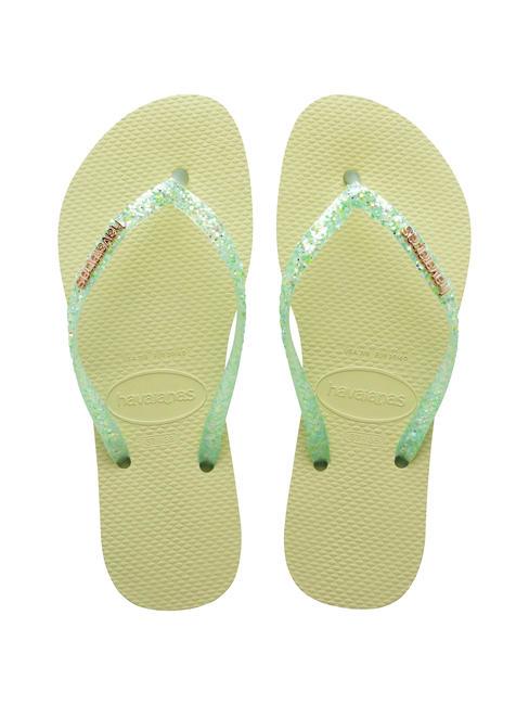 HAVAIANAS SLIM GLITTER FLOURISH Tongs en caoutchouc jardin vert - Chaussures Femme