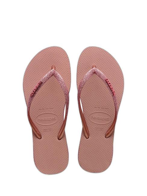 HAVAIANAS SLIM SPARKLE II Tongs crocus rose/blush doré - Chaussures Femme