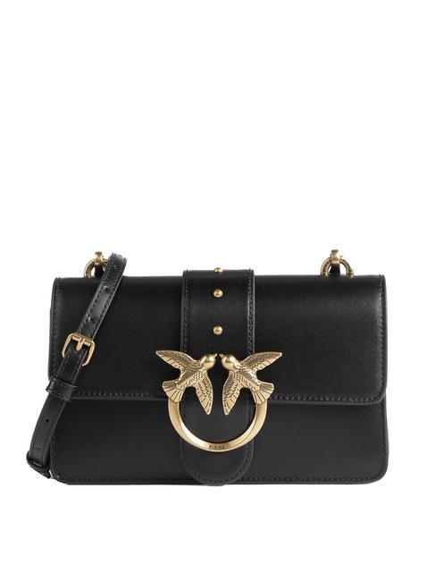 PINKO MINI LOVE BAG Sac à bandoulière en cuir de veau noir-or antique - Sacs pour Femme