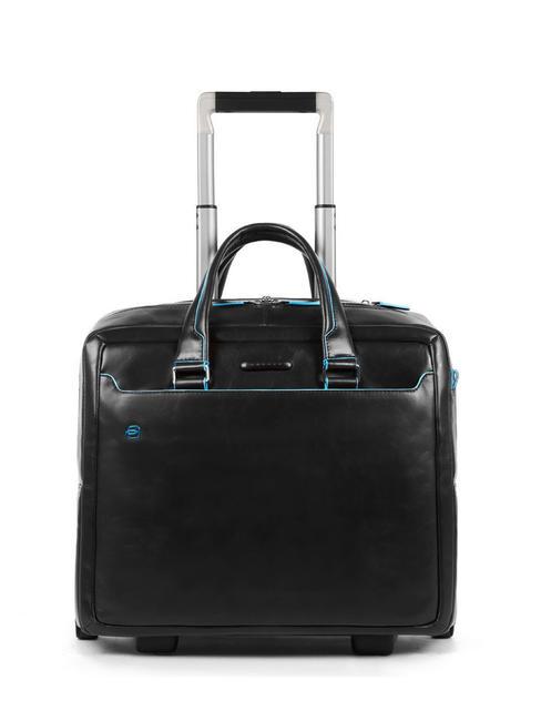 PIQUADRO BLUE SQUARE Trolley pilote en cuir, support PC 15,6" Noir - Pilot case et Sacs ordinateur à roulettes