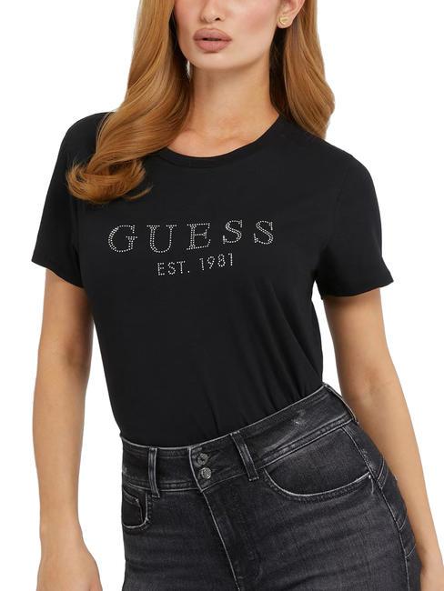 GUESS 1981 T-shirt logo avec strass jetbla - T-shirt