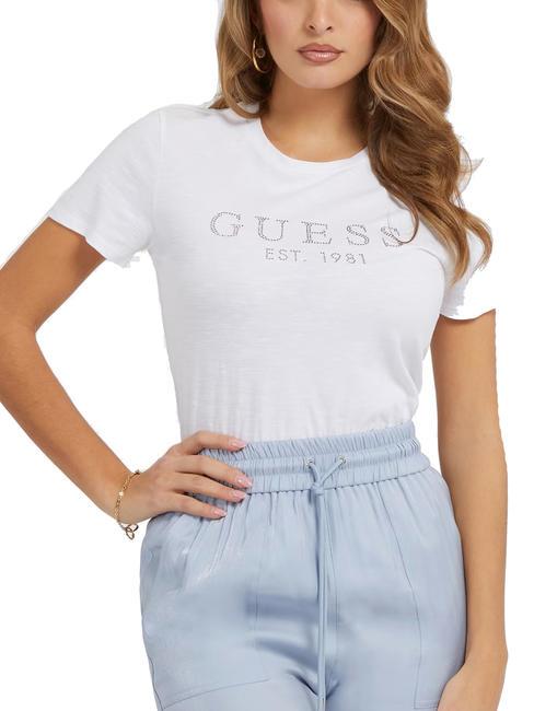 GUESS 1981 T-shirt logo avec strass blanc pur - T-shirt