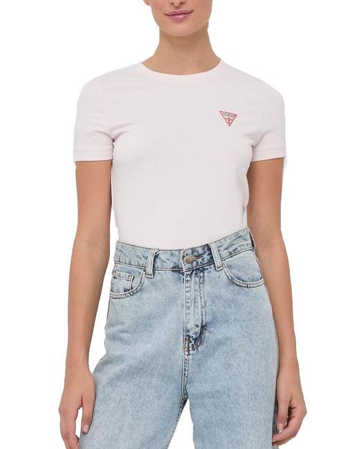 GUESS MINI TRIANGLE T-shirt coupe slim rose discret - T-shirt