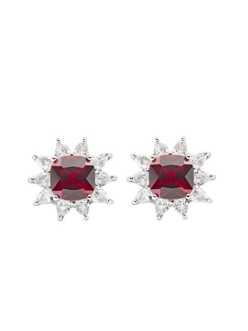 AMEN LADY Boucles d'oreilles pierre rouge en argent rhodium - Boucles d'oreilles