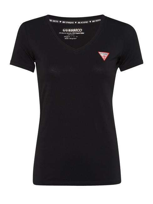 GUESS MINI TRIANGLE T-shirt col V jetbla - T-shirt