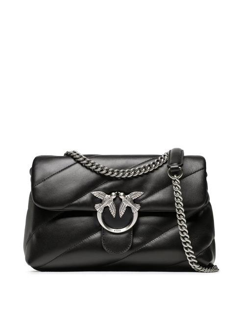 PINKO CLASSIC LOVE PUFF Sac en cuir nappa noir-vieil argent - Sacs pour Femme