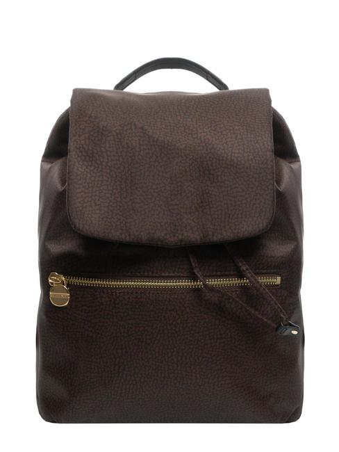 BORBONESE BORBONAIS Sac à dos moyen en tissu marron foncé/noir - Sacs pour Femme