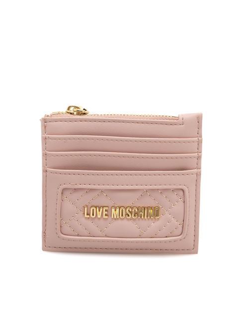 LOVE MOSCHINO QUILTED Porte-cartes plat avec fermeture éclair poudre pour le visage - Portefeuilles Femme