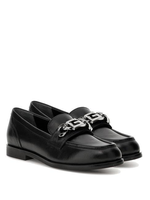 GUESS VICTER Chaussure mocassin en cuir NOIR - Chaussures Femme