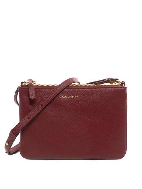 COCCINELLE TRINITY Mini sac en cuir texturé rouge grenat - Sacs pour Femme