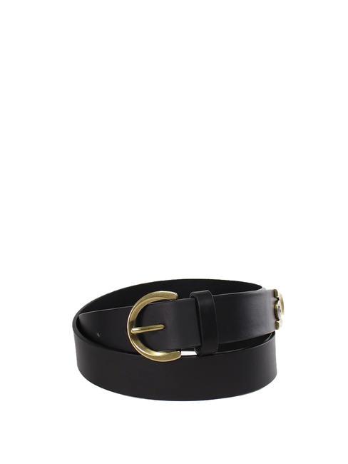 PINKO FORTALEZA  Ceinture en cuir noir-or antique - Ceintures