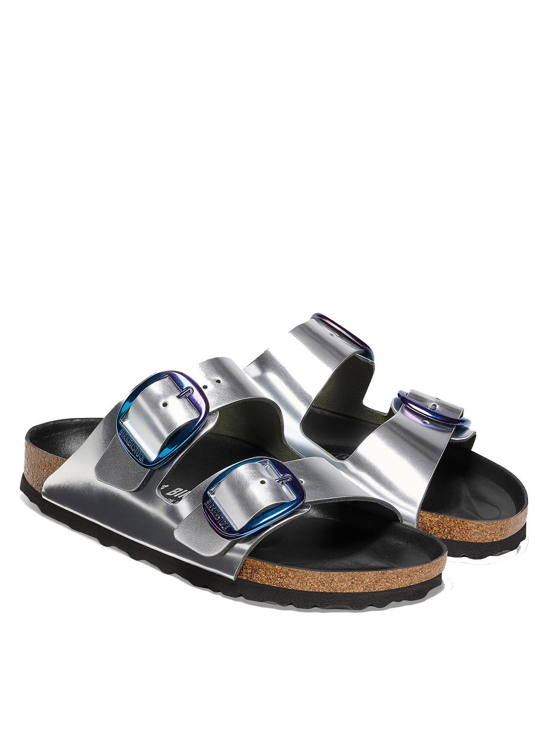 Birkenstock Arizona Big Burkle Sandale En Cuir M tallis Argent