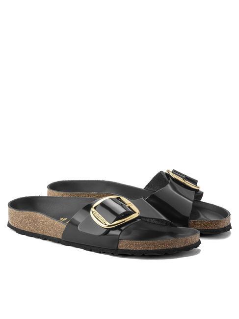 BIRKENSTOCK MADRID BIG BUCKLE Sandale en cuir verni briller en noir - Chaussures Femme