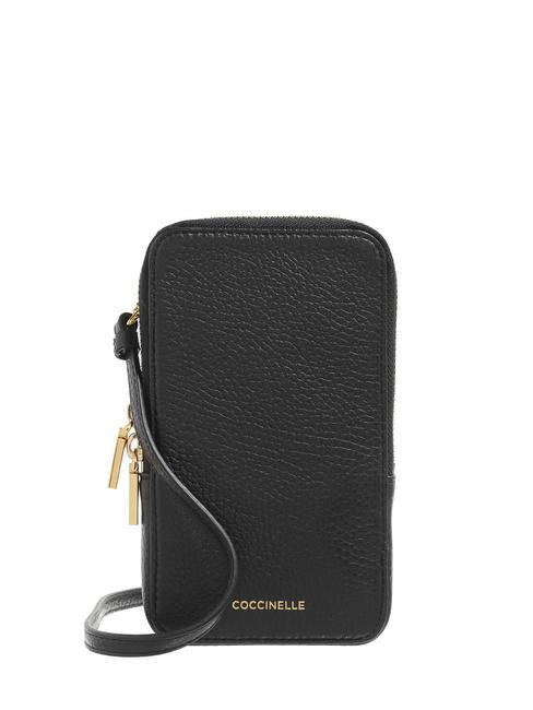 COCCINELLE FLOR Pochette pour iPhone avec bandoulière Noir - Sacs pour Femme