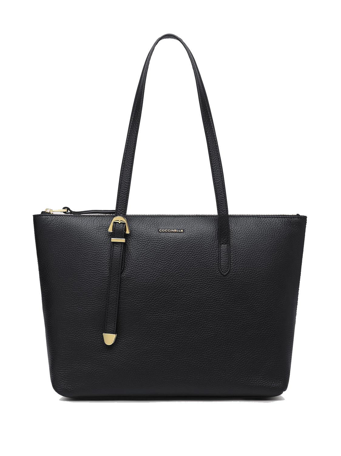 Coccinelle Gleen Sac Shopping En Cuir Noir Achetez Prix Outlet