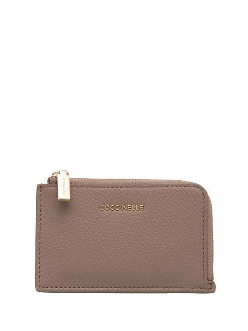 COCCINELLE METALLIC SOFT Porte-cartes / Porte-monnaie en cuir taupe chaud - Portefeuilles Femme