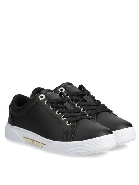 TOMMY HILFIGER GOLDEN COURT Baskets en cuir or noir - Chaussures Femme