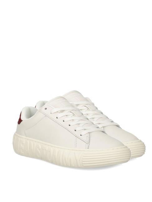 TOMMY HILFIGER TJ NEW CUSPOLE Baskets en cuir écru / rouge - Chaussures Femme