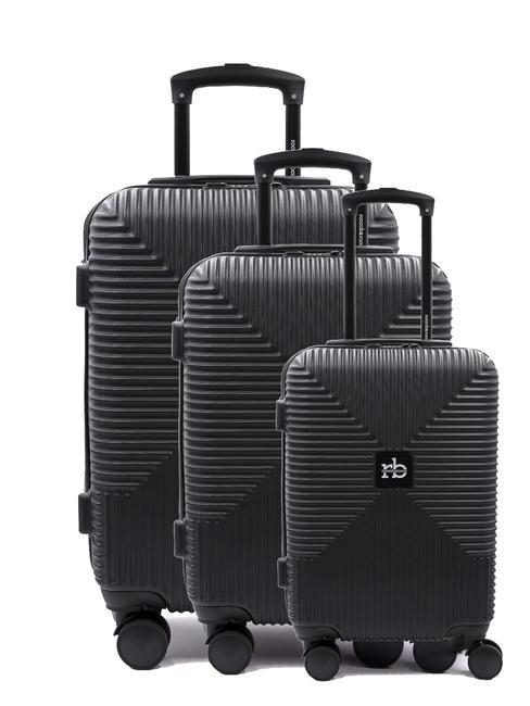 ROCCOBAROCCO TAKEOFF Ensemble de 3 cabines trolley, moyen, grand noir - Ensemble Valises