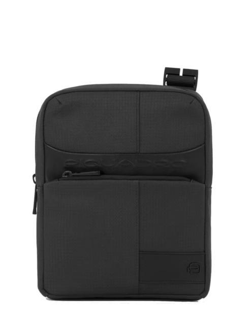 PIQUADRO WOLLEM Sac iPad mini en tissu et cuir Noir - Sacs en Bandoulières pour Homme