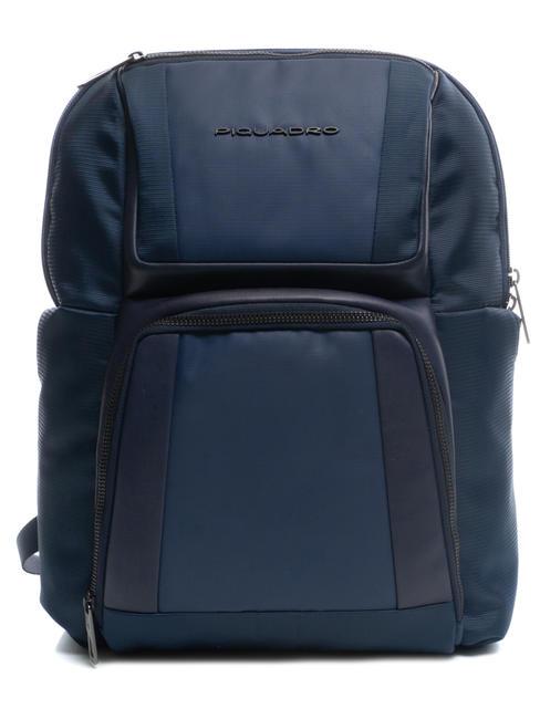 PIQUADRO WALLABY Sac à dos en cuir et tissu, support pc 14" bleu - Sacs à dos pour ordinateur portable