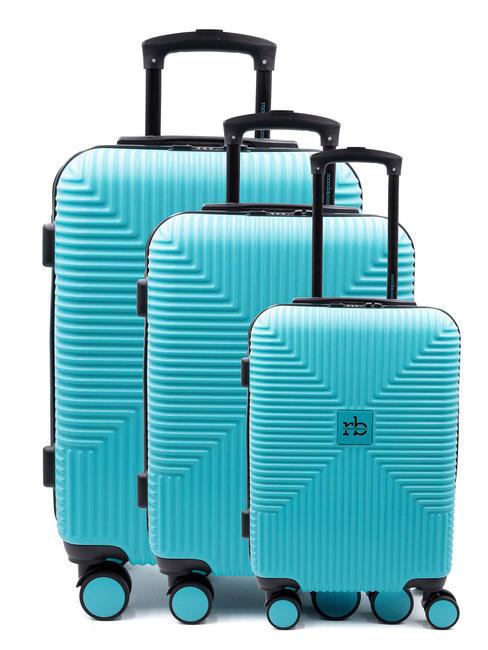 ROCCOBAROCCO TAKEOFF Ensemble de 3 cabines trolley, moyen, grand bleu - Ensemble Valises