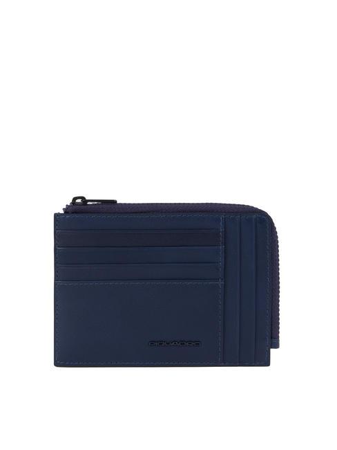 PIQUADRO W122 Porte-monnaie et carte en cuir bleu - Portefeuilles Homme