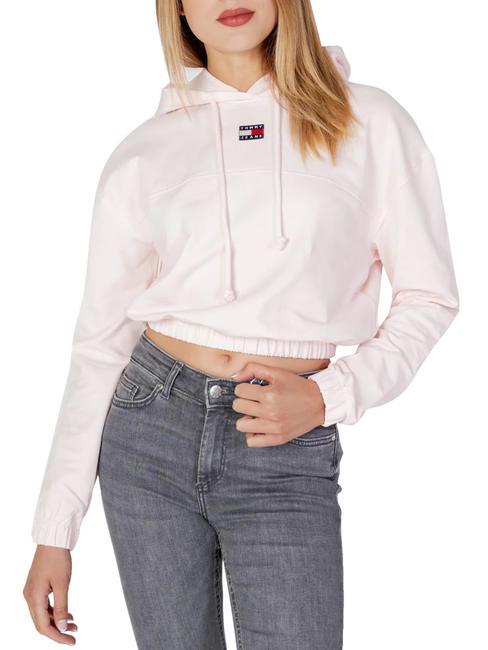 TOMMY HILFIGER TJ ELASTICATED FIT Sweat court à capuche rose pâle - Sweat-shirts pour femmes