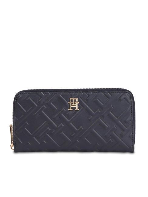 TOMMY HILFIGER ICON TOMMY Grand portefeuille zippé autour bleu de l'espace - Portefeuilles Femme