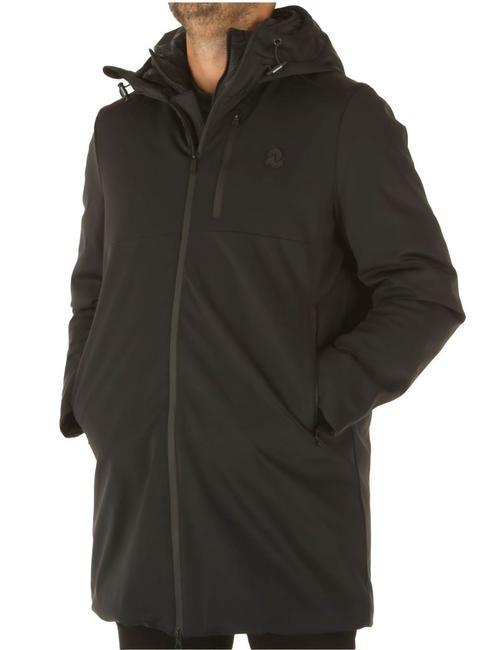 INVICTA LONG Veste longue à capuche noir - Doudounes homme