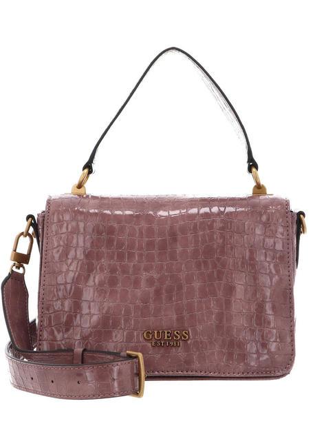 GUESS ARJA Croco Sac à main, avec bandoulière bois de rose - Sacs pour Femme