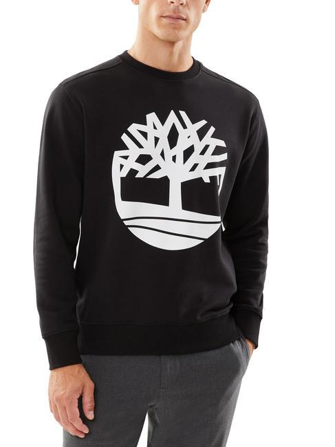 TIMBERLAND TREE LOGO Sweat col rond noir blanc - Pulls molletonnés