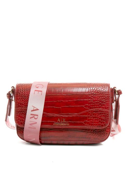 ARMANI EXCHANGE CROCO PRINT sac d'épaule rubis réfraction - Sacs pour Femme