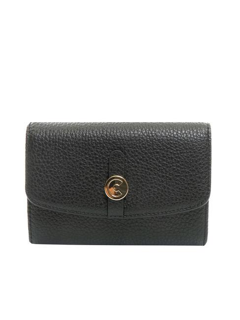 COCCINELLE DORA Petit portefeuille en cuir texturé Noir - Portefeuilles Femme