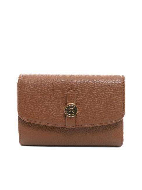 COCCINELLE DORA Petit portefeuille en cuir texturé BRULE - Portefeuilles Femme